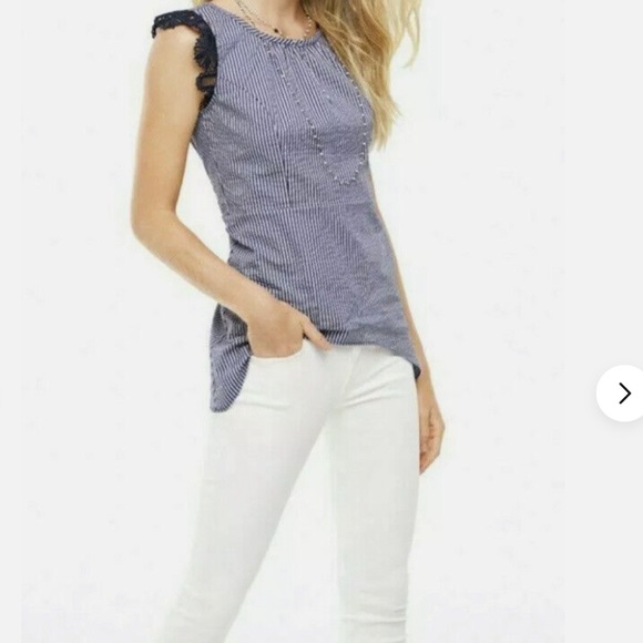 Cabi blue and white sleeveless top, size small - Picture 7 of 7